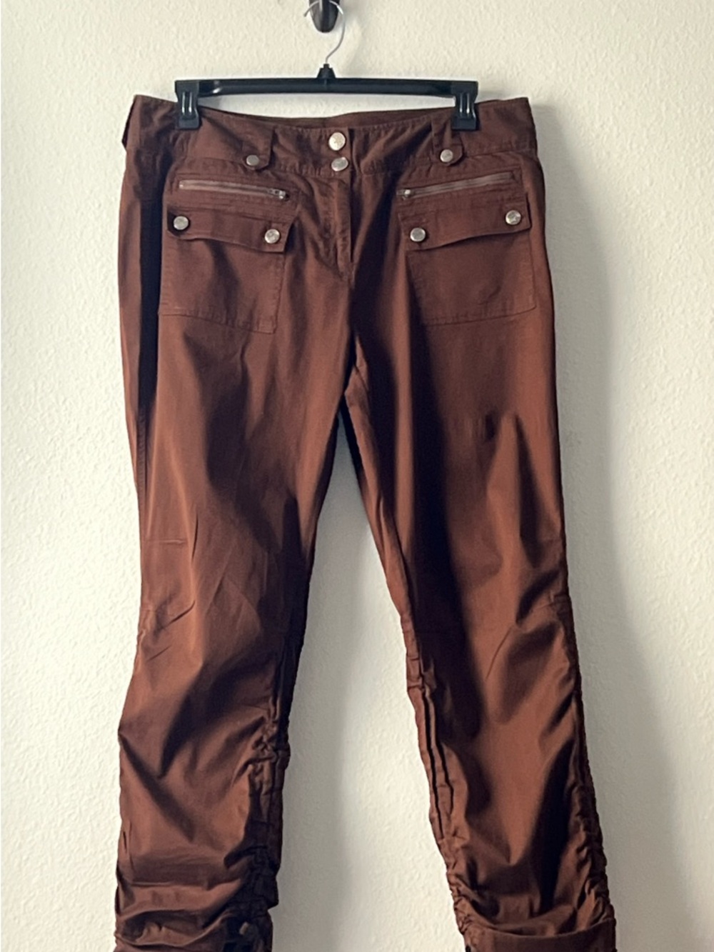 INC International Concepts Chocolate Brown Drawstring Hem Cargo Pants, Size 16